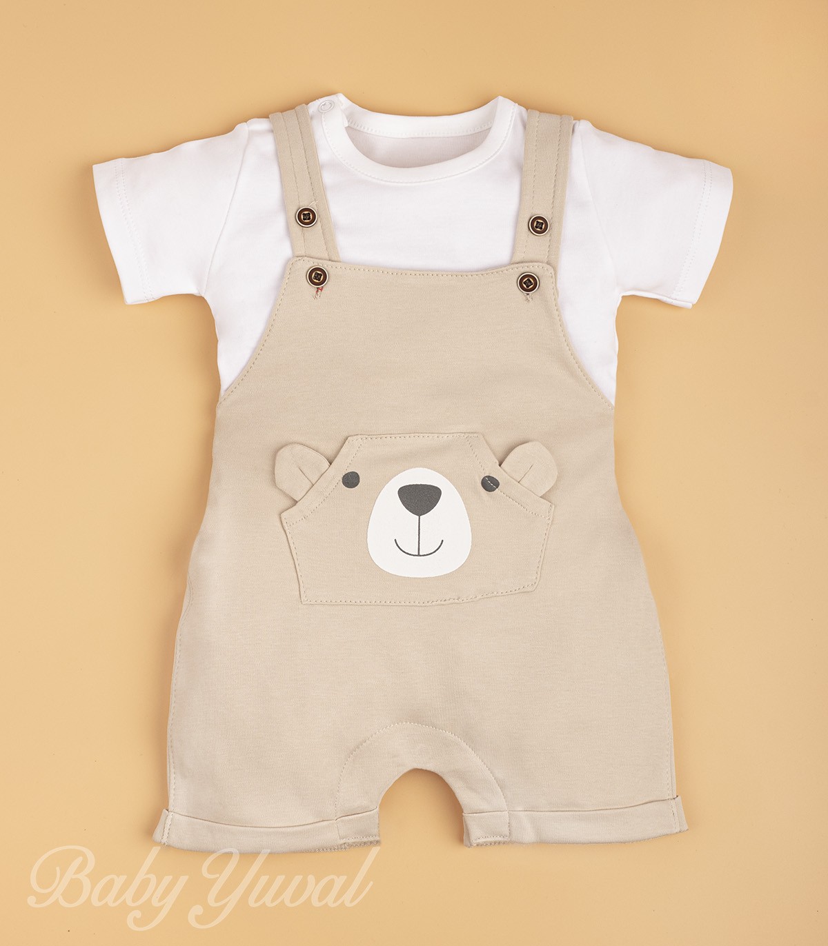 Set Overall y Polo de Algodón | Bear Beige