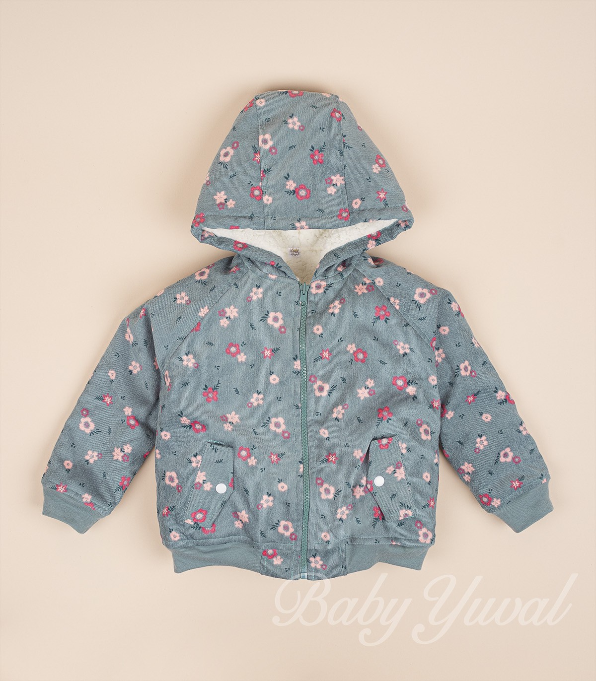 Casaca Corduroy | Teal Flowers