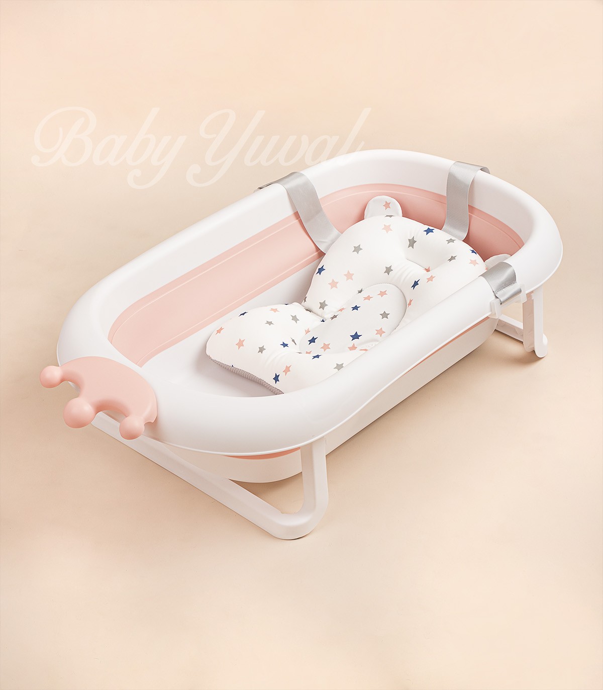 Bañera Tina de Baño para Bebé Plegable | Rosado Corona