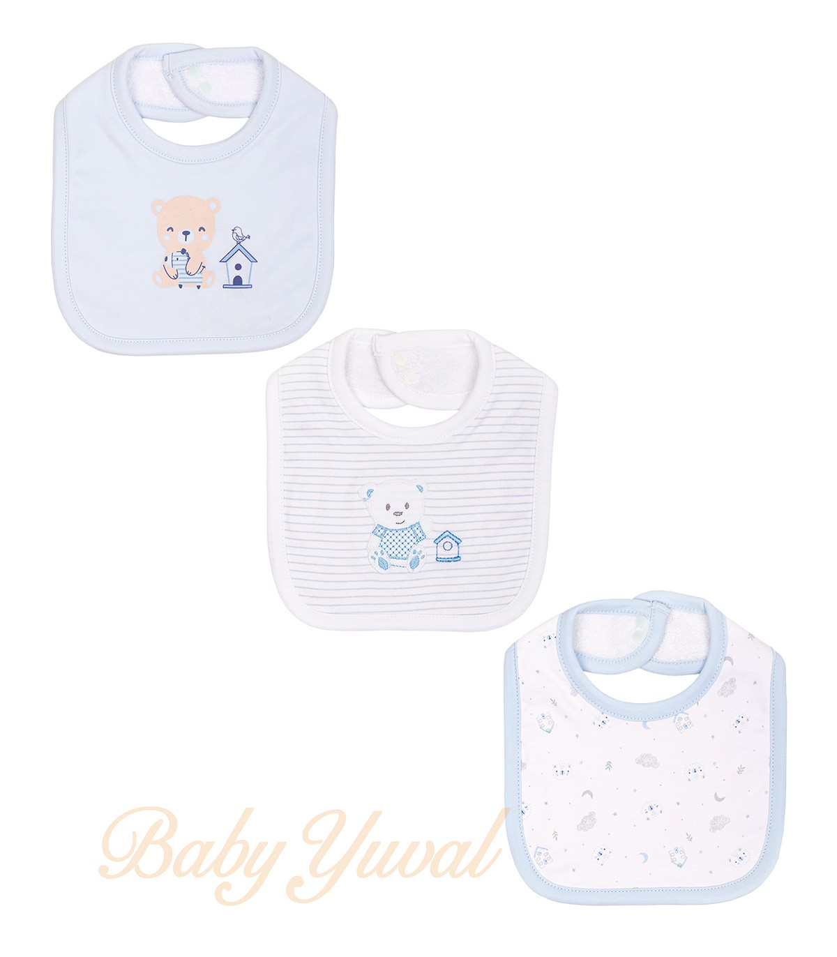 Tripack de Baberos con broche | Osito Sky