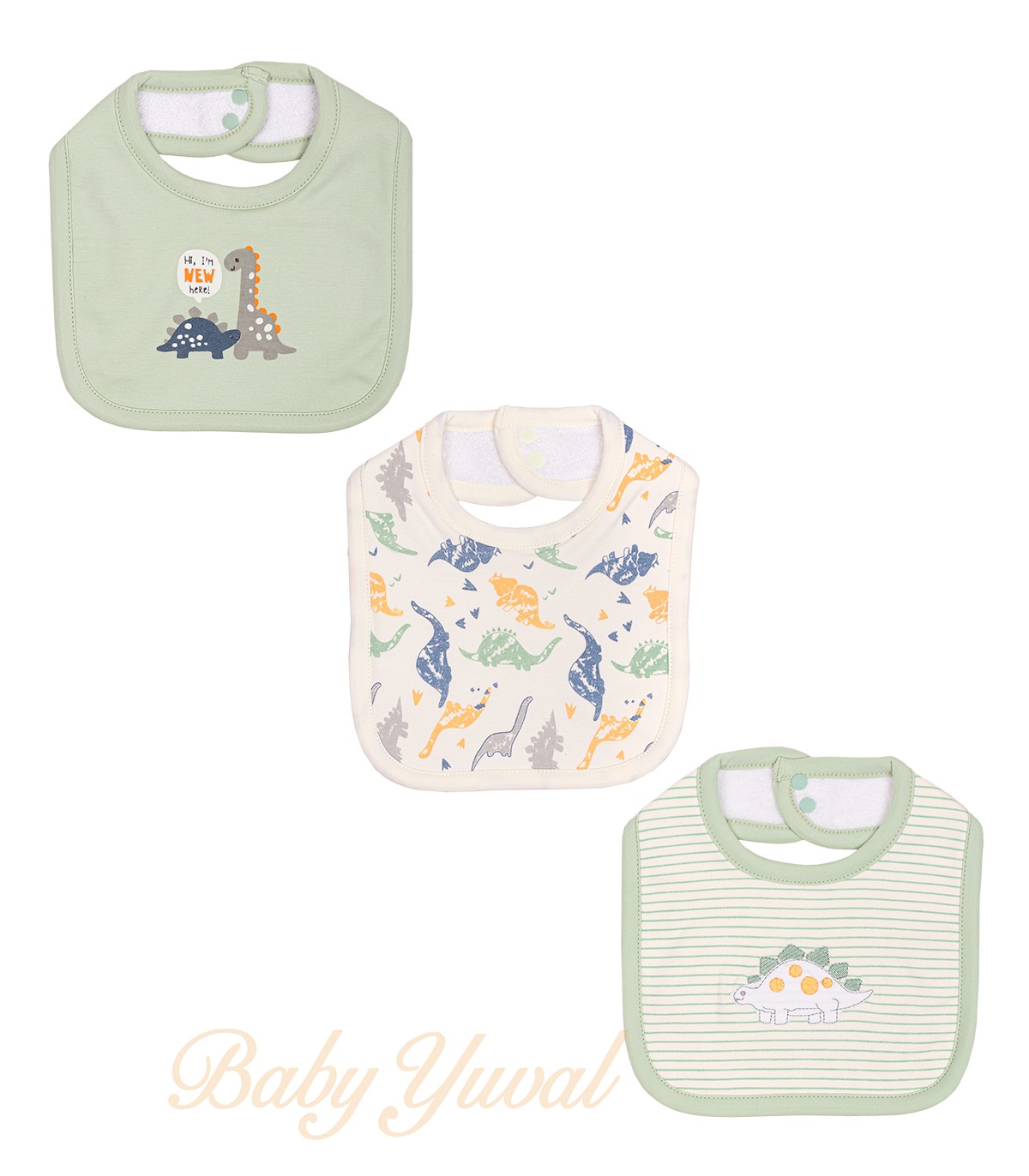 Tripack de Baberos con broche | Dino Green
