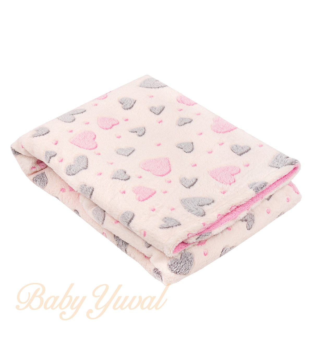 Manta Plush Doble | Corazones Cream